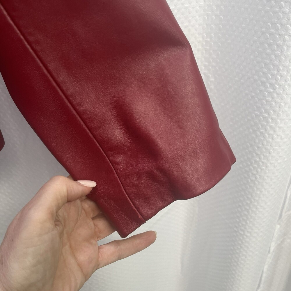 Nine‎ West Genuine Leather Red Full Zip Scuba Jacket Classic Medium - Picture 4 of 11